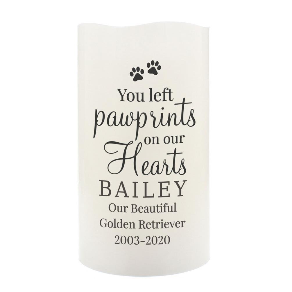 Personalised Pawprints On Our Hearts LED Candle £13.49